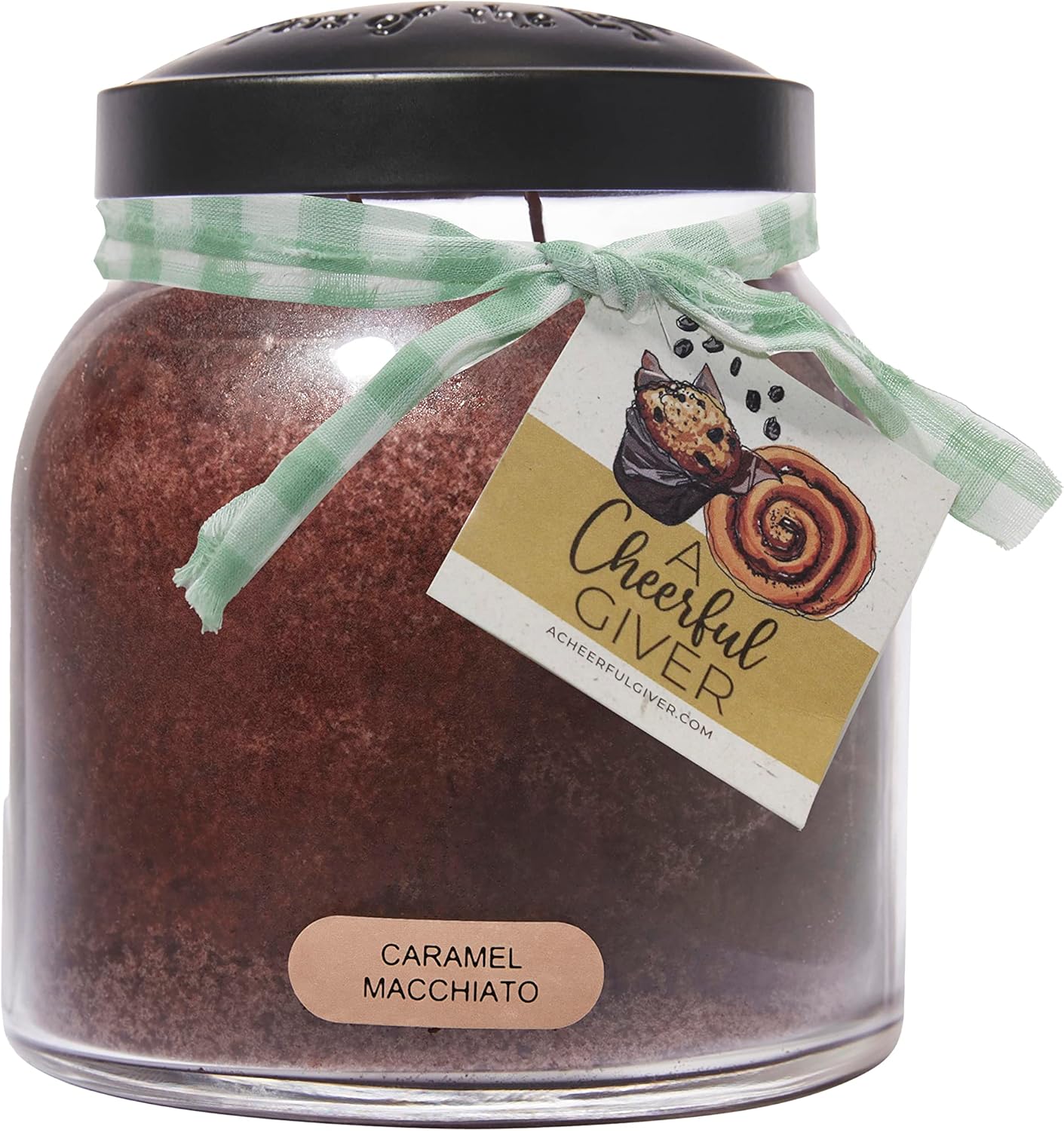 A Cheerful Giver โ Caramel Macchiato - 34oz Papa Scented Candle Jar with Lid - Keepers of the Light - 155 Hours of Burn Time, Gift for Women, Brown