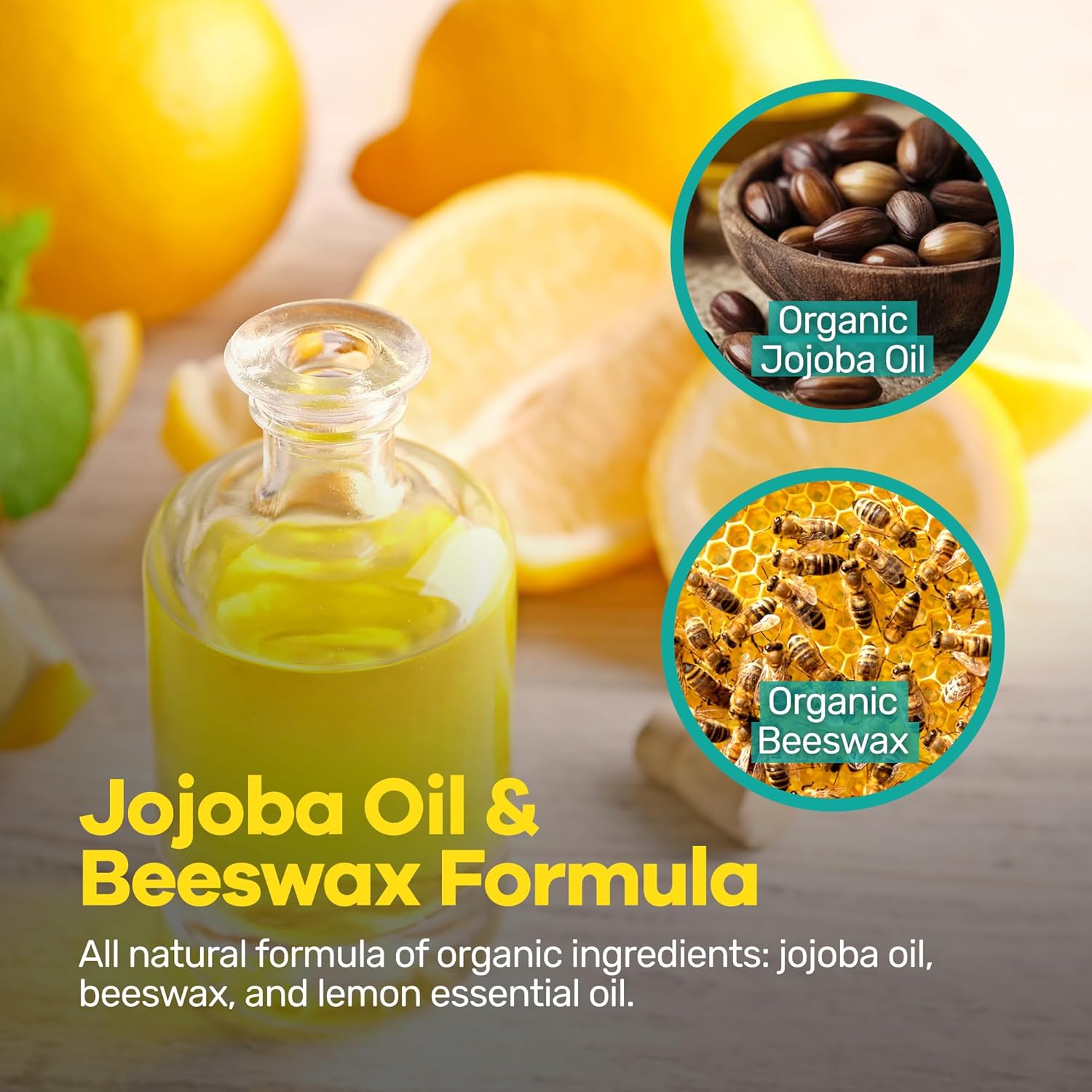 Organic Lip Balm - 70% Jojoba Oil with Beeswax - No Fillers or Additives - Moisturizes Dry Lips - Unflavored, & Travel-Ready - 2-Pack - 0.15 oz/4.6 gm - Lemon Scent - Image 5