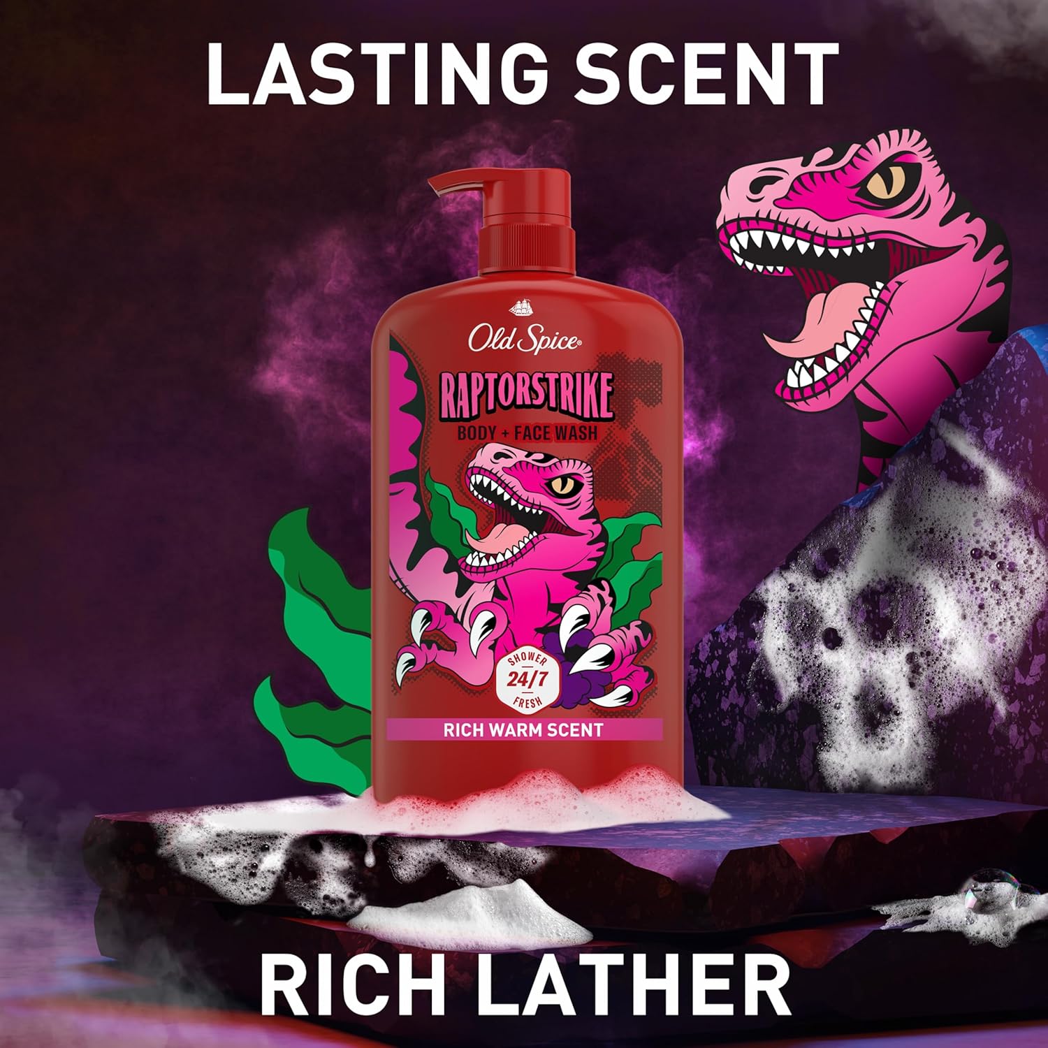 Old Spice Cleansing Body Wash for Men, 3X Defense, 24/7 Shower Fresh with Lasting Scent, 2-in-1 Body & Face Wash, Raptorstrike with Dark Berry Scent, 33.4 oz - Image 6
