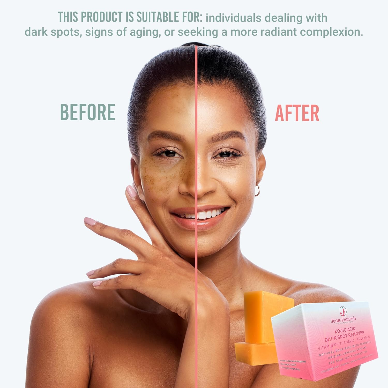 Jean-Francois Kojic Acid Dark Spot Remover Soap Bars with Vitamin C, Collagen, Turmeric - Original Japanese Complex with Hyaluronic Acid, Vitamin C, Vitamin E, Shea Butter, Castile Olive Oil (2 Pack) - Image 6