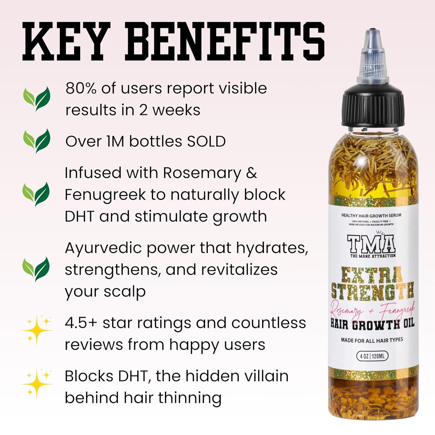 The Mane Attraction Extra Strength Rosemary + Fenugreek Herbal Hair Growth Oil | Infused With Castor Oil for ALL Hair Types - Image 5