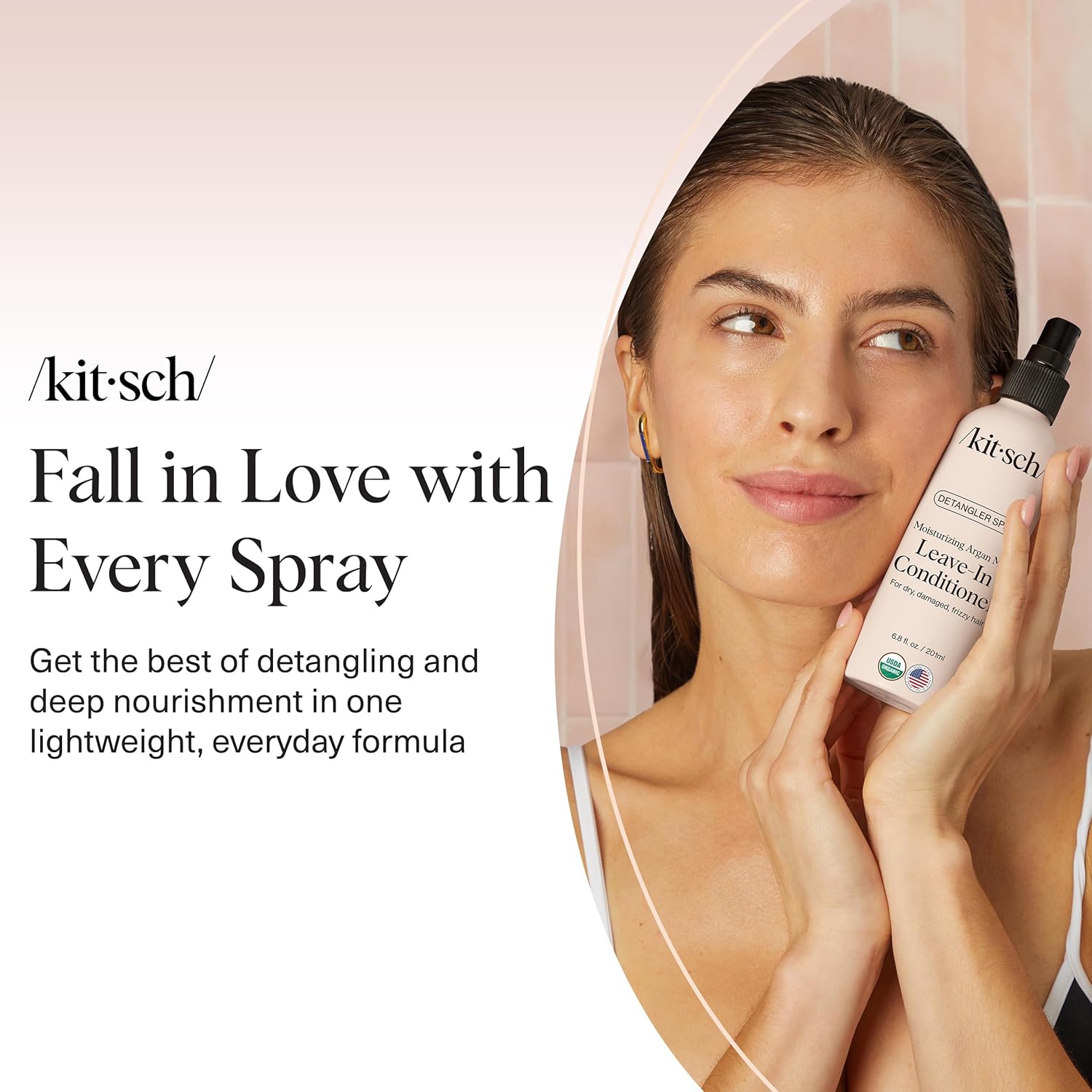 Kitsch Argan Milk Leave In Conditioner Spray for Curly Hair, Detangler Spray for Wavy, Fine, Dry & Damaged Hair, Sulfate-Free Frizz Control for Women & Men, Lightweight Moisturizer for Hair, 6.8oz - Image 8