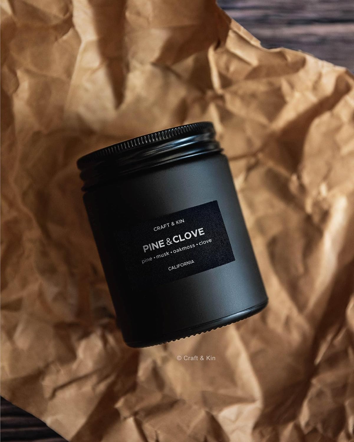 Craft & Kin Premium Pine & Clove Candle | Black Scented Candles | Fathers Day Gift for Dad | Long Lasting with 45 Hour Burn Time, 7.6oz | Made with Soy Wax | Aromatherapy at Home | Gifts for Men - Image 7