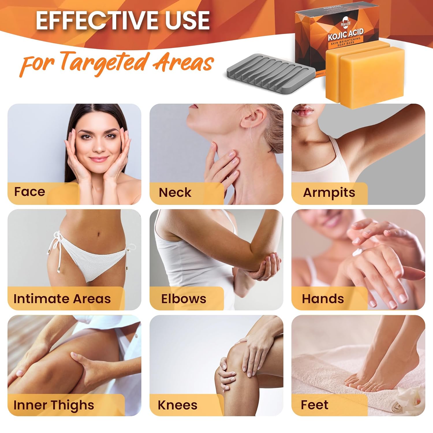 Perfecto Kojic Acid Soap for Hyperpigmentation - All-Natural Kojic Acid Turmeric Soap Bars - Soap Bar Reduces Dark Spots - Skin Soap with Vitamin C, Retinol, Collagen -100g x 2 Bars - Image 6