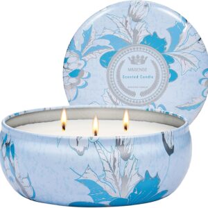 M&SENSE Ocean Waters Scented Candles Large 3 Wick Soy Tin Candle, Over 40 Hour Burning Time, 100% Natural Vegan Wax Relaxing Aromatherapy Aesthetic Candle Gift for Women Men