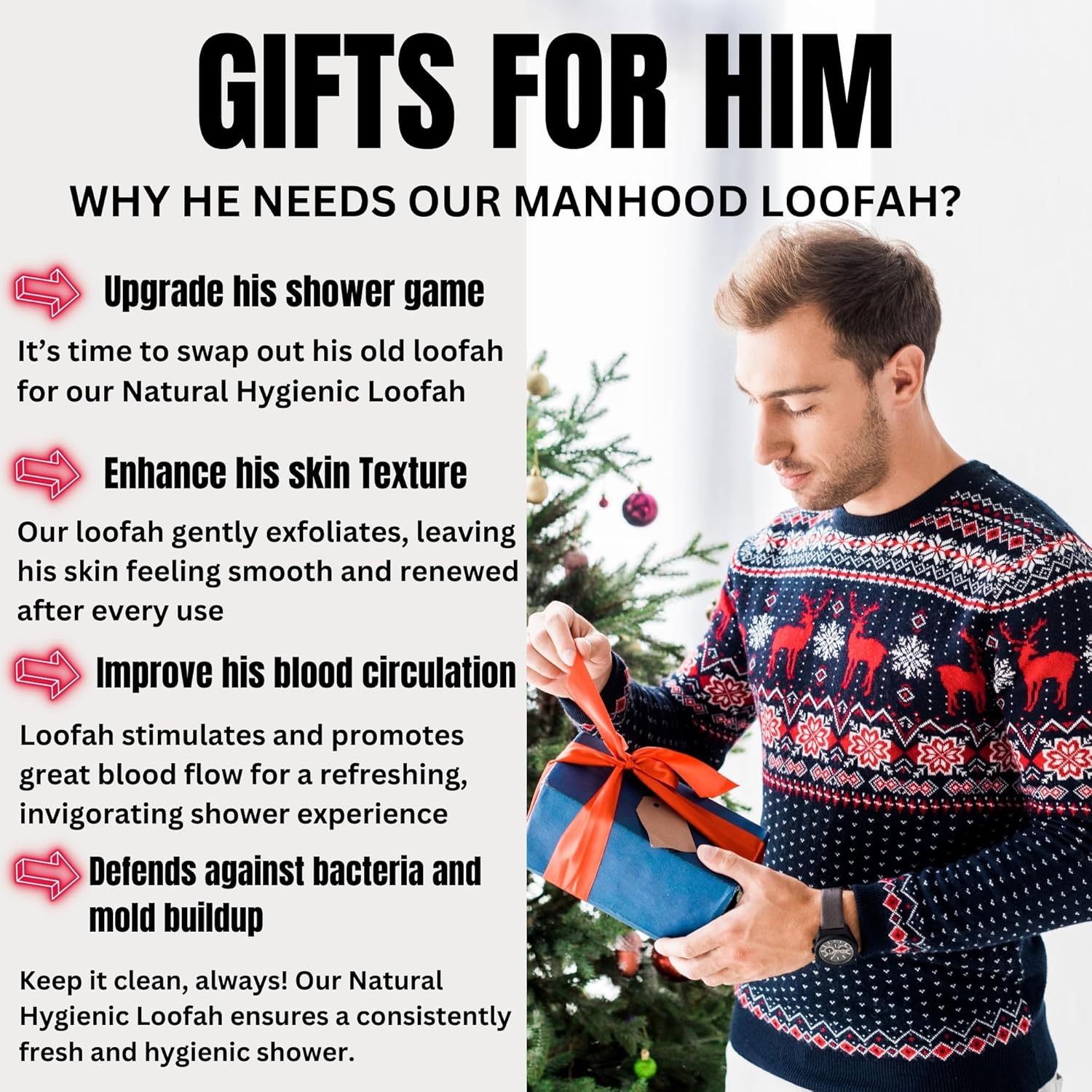 Rugged Natural Shower Loofah for Men - Tough Eco-Friendly Exfoliating Body Scrubbers, Durable & Gentle Terry Towel Cloth pad for Manly Skin Care - Lufas, Luffa, Loufas Sponges - Image 5