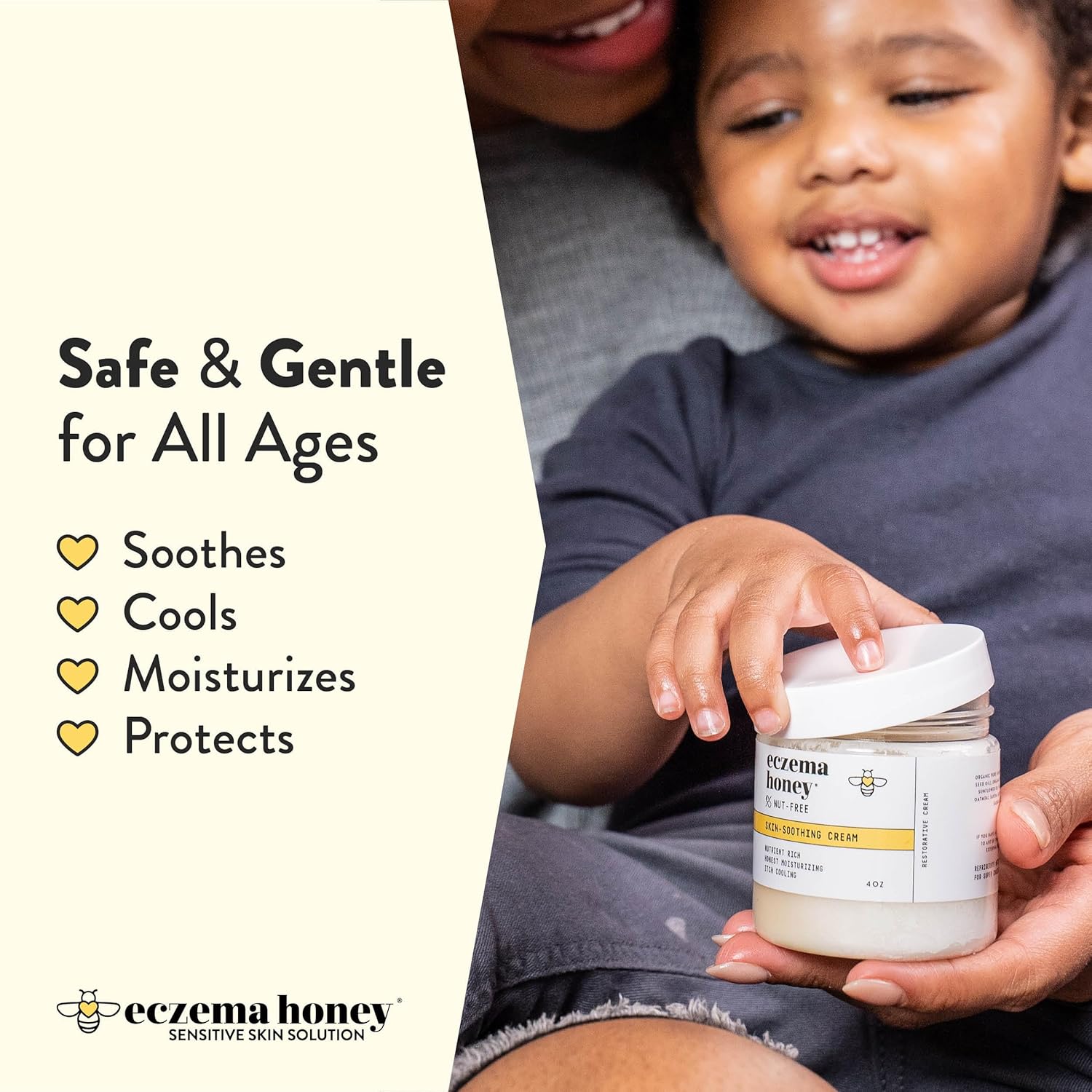 Eczema Honey Nut-Free Original Skin-Soothing Cream 4 Oz Dry Sensitive Itchy Relief - Image 3