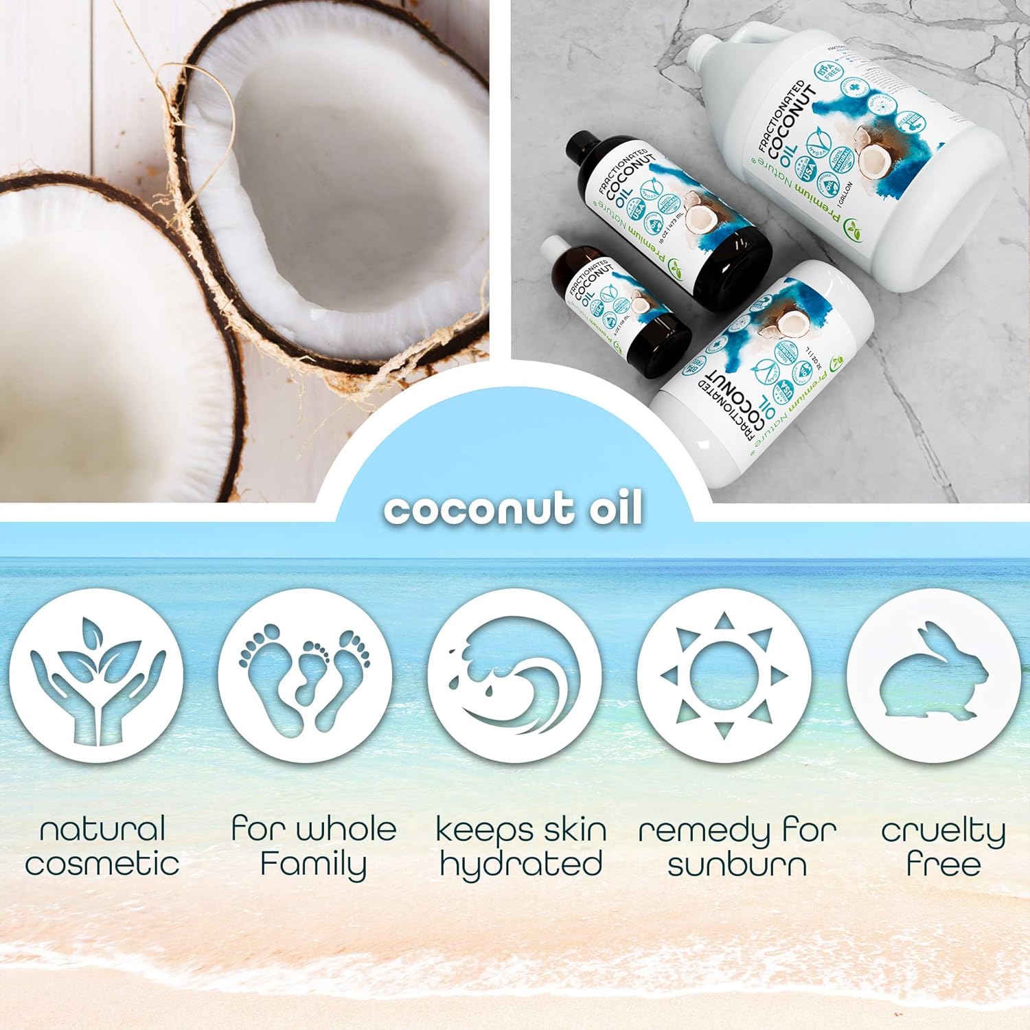 Fractionated Coconut Oil for Massage Cold Pressed Best Carrier for Essential Oils Mixing for Women Dry Skin Moisturizer for Body and Hair 1 Gallon Bottle Bulk Size - Image 6
