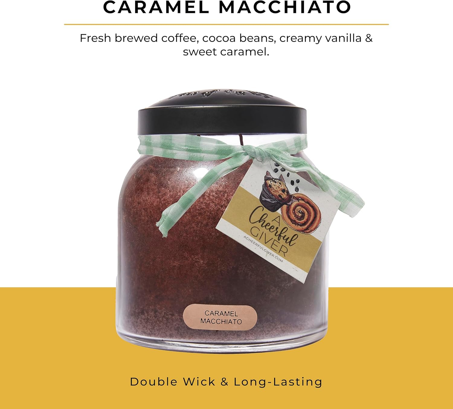 A Cheerful Giver โ Caramel Macchiato - 34oz Papa Scented Candle Jar with Lid - Keepers of the Light - 155 Hours of Burn Time, Gift for Women, Brown - Image 2