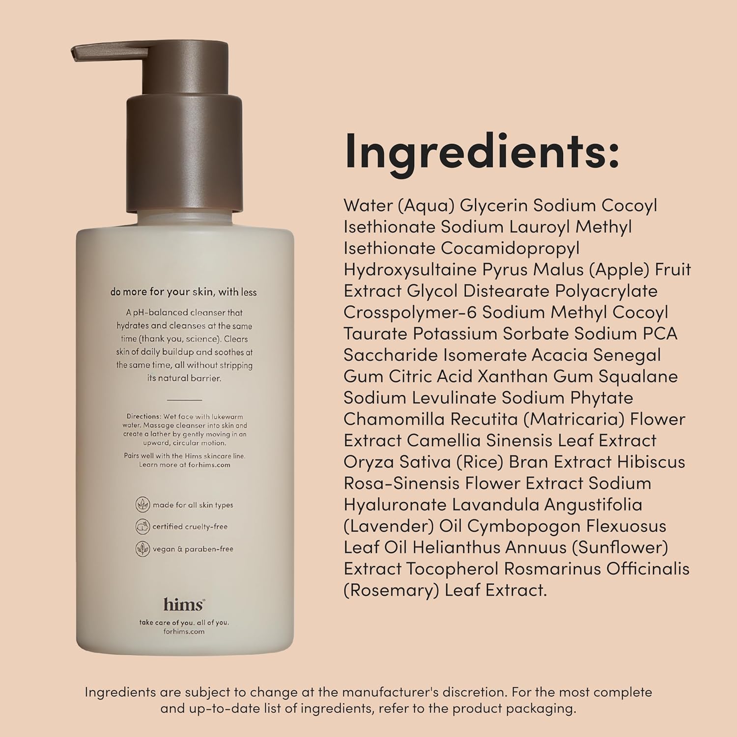 hims High Tide Hydrating Daily Cleanser for Men - Gentle Face Cleanser with Hyaluronic Acid, Squalane and Green Tea Extract - Lemongrass Field Scent - Image 7