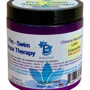 Diva Stuff Pre-Swim Aqua Therapy Chlorine Neutralizing Body Lotion, Protects Skin From Chlorine and Salt Water, 8 oz - Made in the USA, Unscented Sunscreen