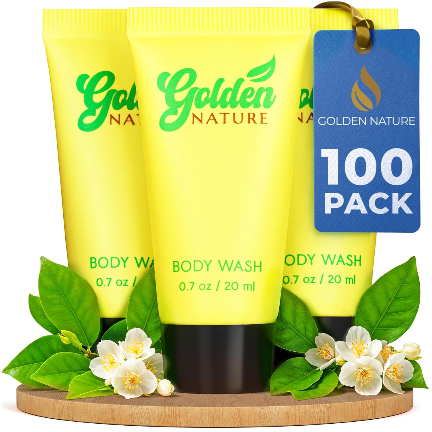 Travel Size Hotel Body Wash - Jasmine, 0.7 fl oz, 100 PK - Delight Your Guests with Soothing & Refreshing Body Wash - Bulk Small Size Toiletries for Airbnb, Motels & Guest Rooms
