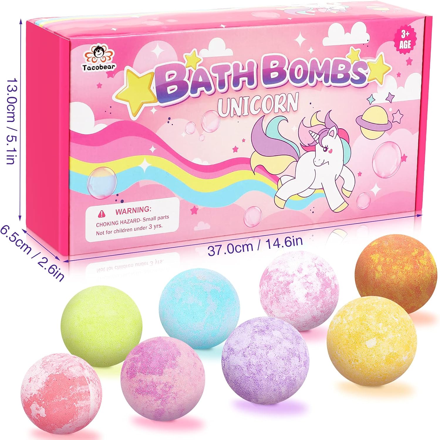 Tacobear Unicorn Bath Bombs for Kids Girls with Toys Surprise Jewelry Inside Natural Organic Bubble Bath Toys for Kids Ages 4-8 Birthday Christmas Easter Gifts for Girls 4 5 6 7 8 Years Old - Image 7