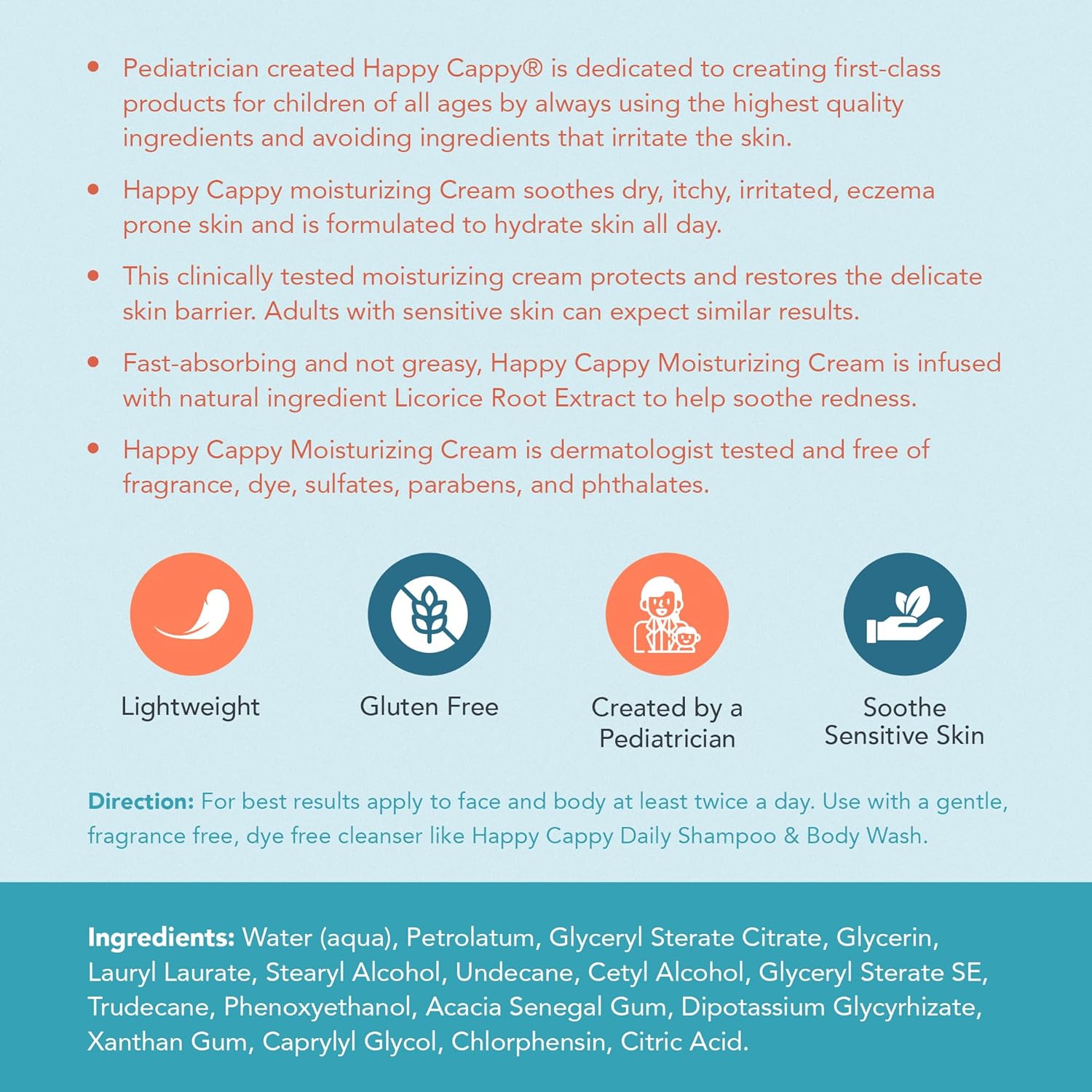 Happy Cappy Moisturizing Cream 12 oz Gentle Baby Eczema Cream for Dry Infant Skin - Image 3
