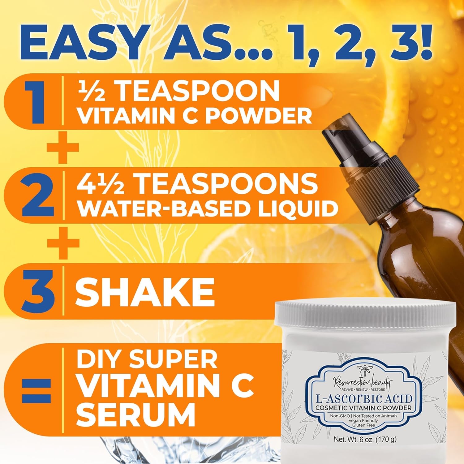 100% Pure L-Ascorbic Acid (Cosmetic Vitamin C Powder for Face) to Make Your Own Premium Beauty Serum, Skincare Mask Treatment, Hyaluronic Serums with Vit C & DIY Facial Skin Care Products 6 OZ - Image 2