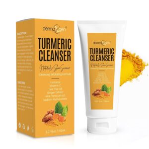Turmeric Facial Cleanser – Natural Anti-Aging Exfoliating Turmeric Face Wash for Glowing Skin – Helps Clear Acne Scars, Dark Spots, Sun Damage & Discoloration – 5 oz