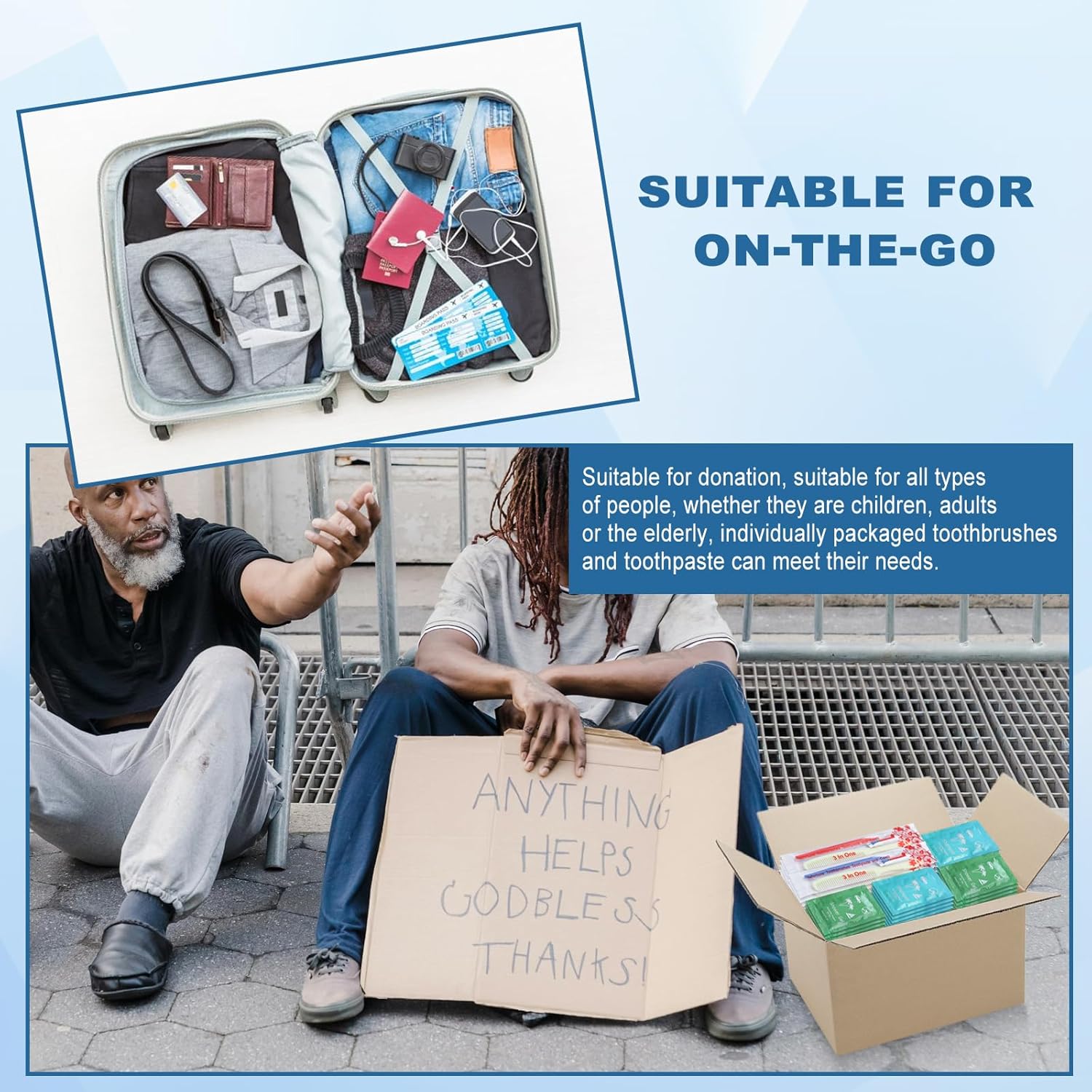 100 Pack Bulk Hygiene Kits for Homeless Individuals with Toothbrushes, Toothpaste, Comb, and Toiletries - Image 4