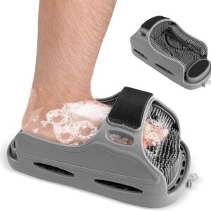 Shower Foot Scrubber, Feet Scrubbers, Exfoliating Foot Massager Slipper, Silicone Shower Easy Scrubber Cleaning, Gray