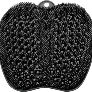 BESKAR Larger Shower Foot Scrubber Mat with Non-Slip Suction Cups- Cleans, Smooths, Exfoliates & Massages your Feet Without Bending, Improve Foot Circulation & Soothes Tired Feet- Black