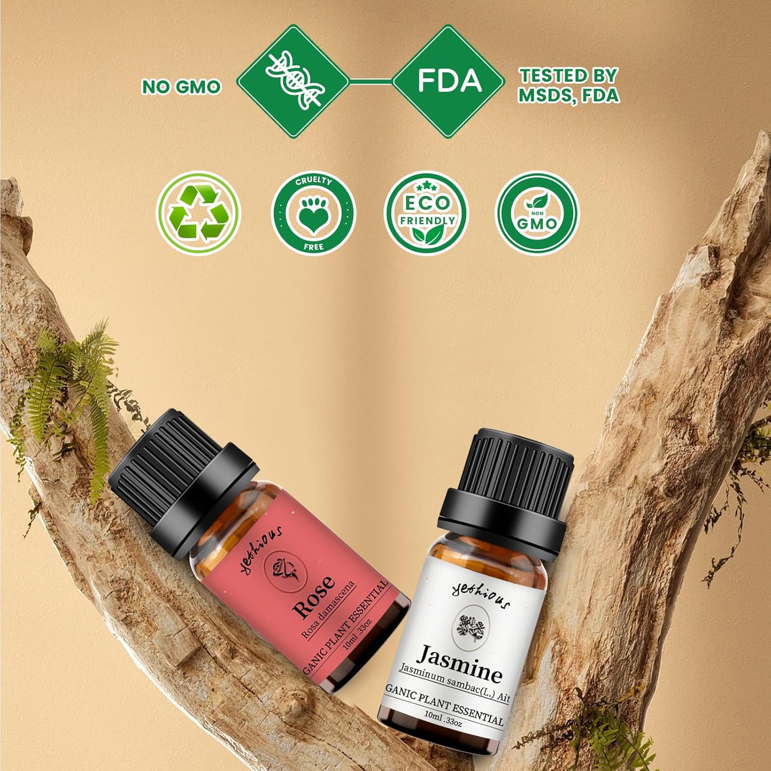 yethious Rose Essential Oil Jasmine Essential Oil for Diffuser, Hair, Skin, Body, Face, Perfume, Soap, Candle Making Rose Fragrance Oil Set Jasmine Oil Organic 2 X 10ML - Image 6