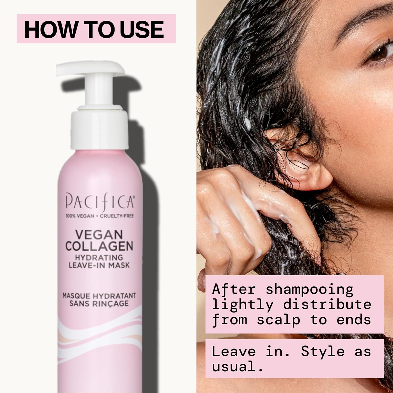 Pacifica Vegan Collagen Hydrating Leave-In Repair Hair Mask, Softens & Restores Shine, Seals Split Ends, For Dry, Damaged & Color-Treated Hair, Silicone & Sulfate Free, Vegan, 4 oz - Image 10