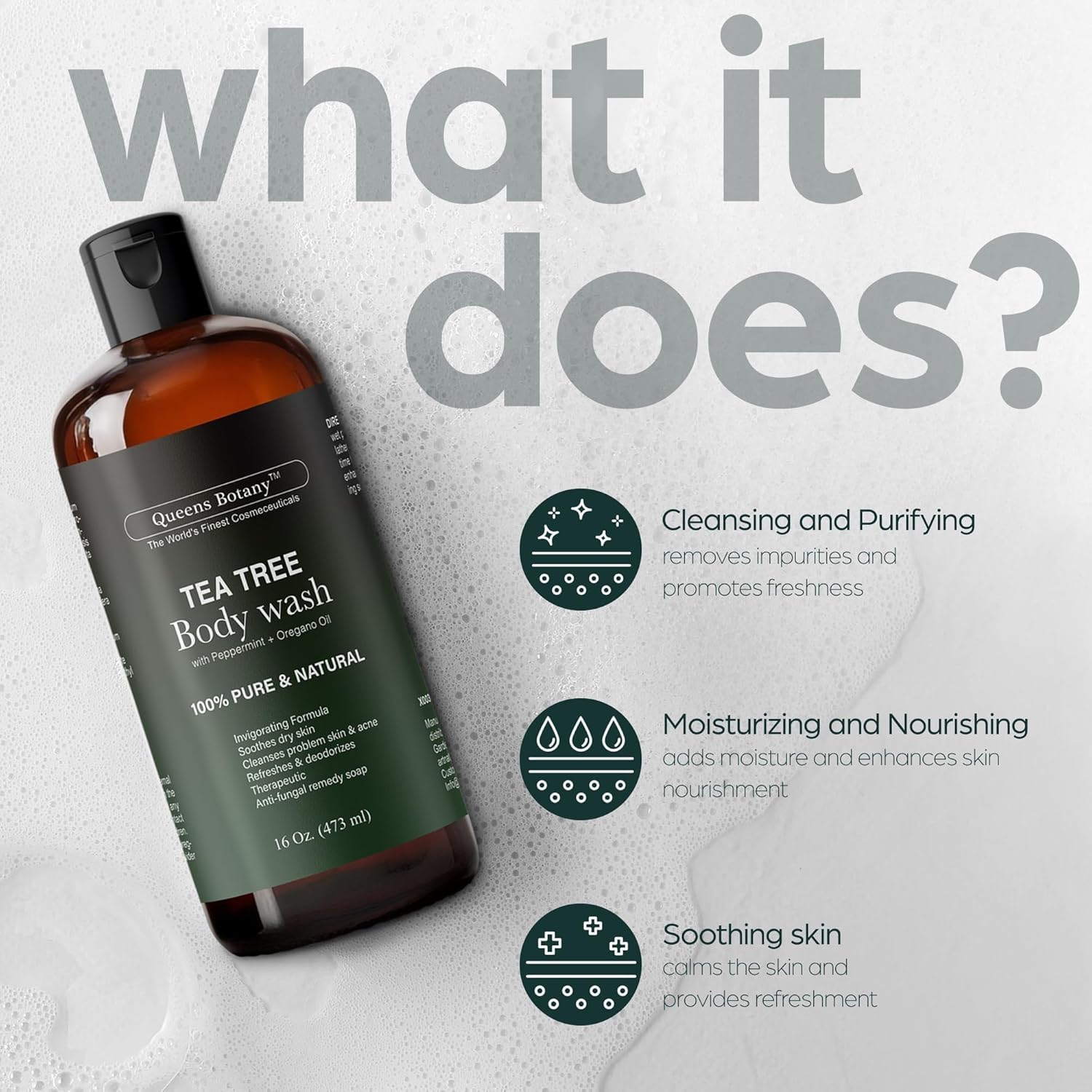 Antibacterial Tea Tree Oil Body Wash For Men & Women - 16oz - Remedy Soap Extra Strength - Helps Treat Acne, Athletes foot, Eczema, Toenail Fungus & Jock Itch & Ringworm - For All Skin Types - Image 3