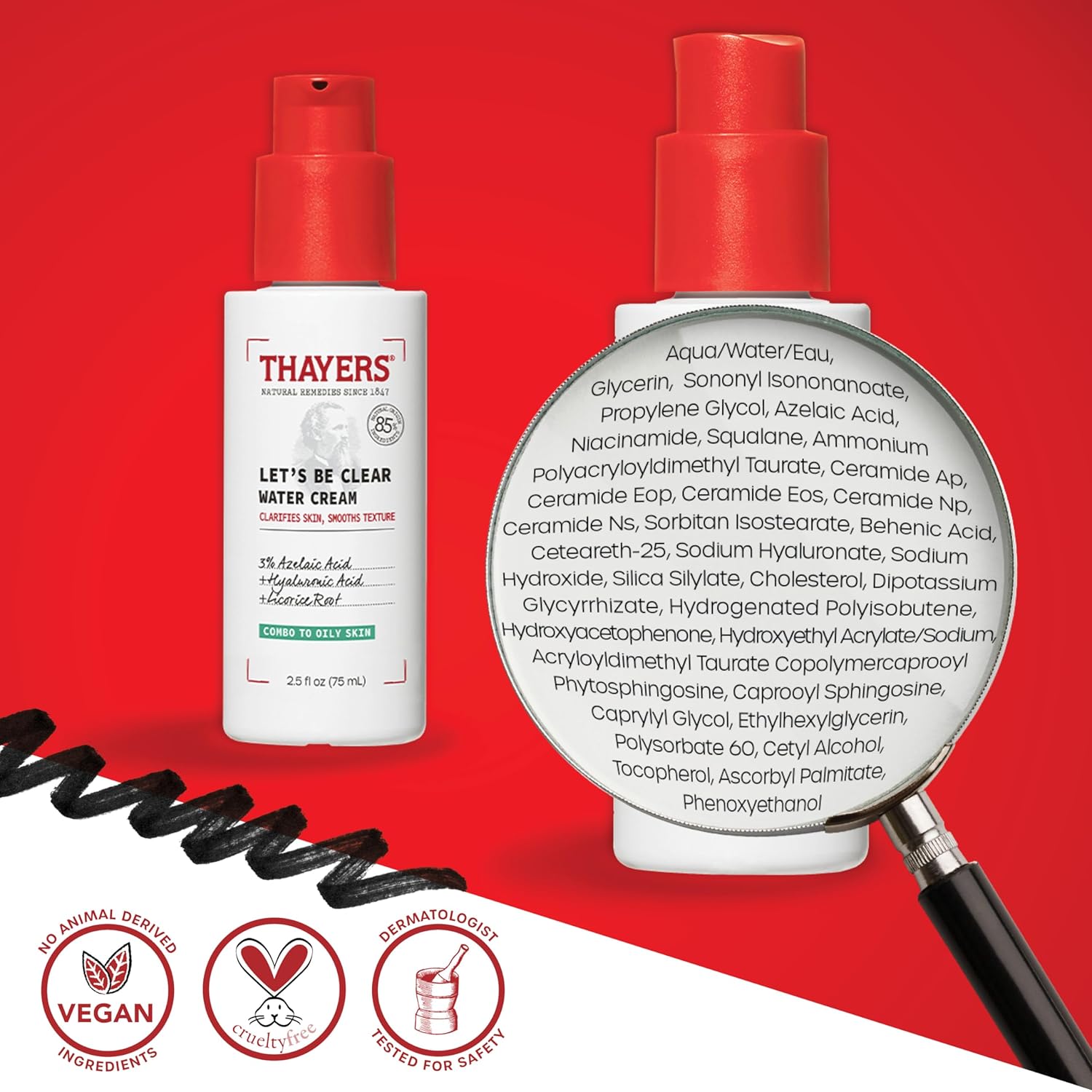 THAYERS Let's Be Clear Water Face Cream, Moisturizer with Azelaic Acid and Hyaluronic Acid, Skin Care for Combination to Oily Skin, 2.5 Oz - Image 6