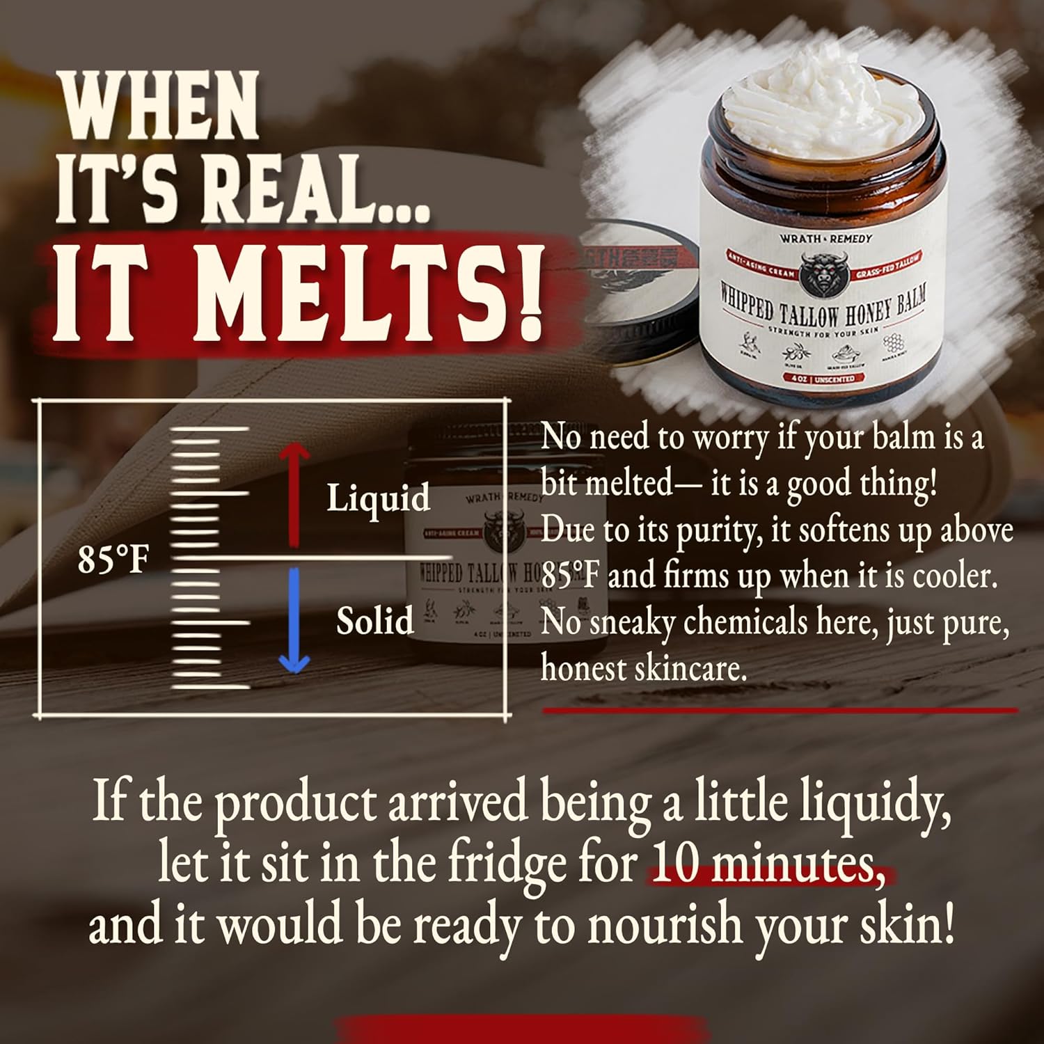 Wrath & Remedy Organic Beef Tallow Moisturizer 4 OZ Unscented for Sensitive Skin Eczema - Image 3
