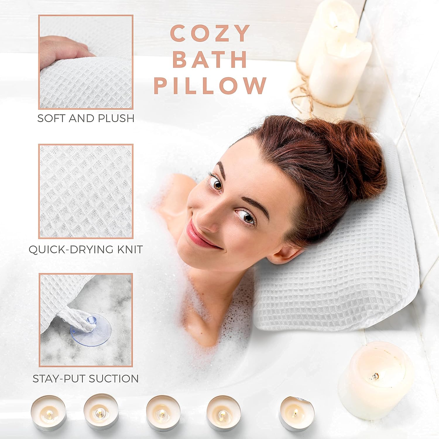 Milky Coconut Scent Luxury Home Spa Bath Gift Set with Body Care Essentials and Bath Pillow - Image 5
