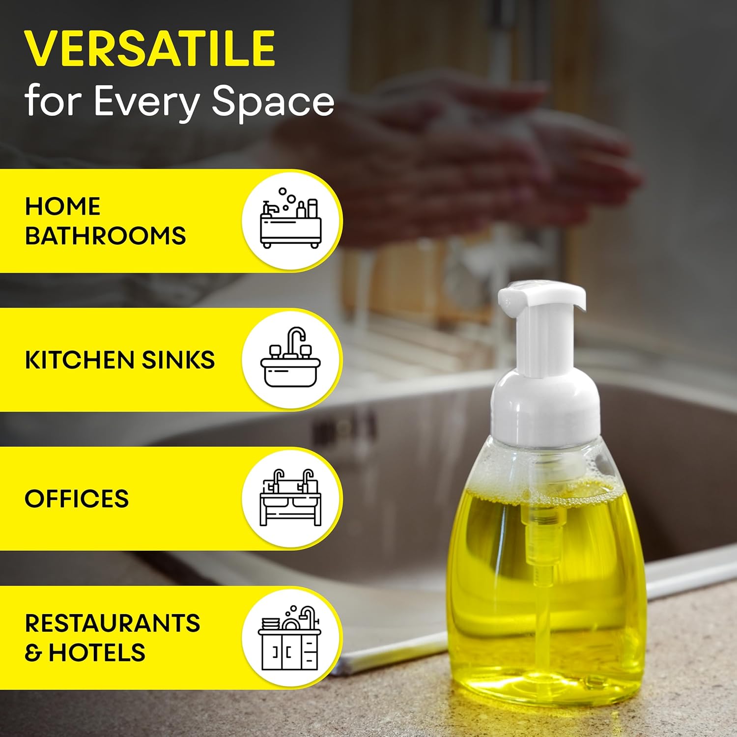 BRIGHTFROM 8oz Clear BPA Free Foaming Soap Dispenser Pump Bottles Pack of 3 - Image 6