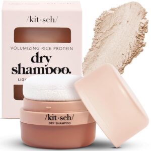 Kitsch Dry Shampoo Powder with Rice Protein for Women & Men - Unscented, Volumizing, No White Cast,Organic, Paraben Free & Benzene Free, Non Aerosol for Oily and Light Hair, Travel Size - 8g