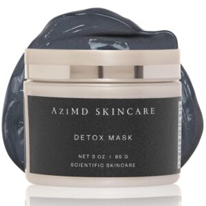 AziMD Skincare Detoxifying Face Mask with 10% Sulfur, Kaolin Clay, Charcoal for Acne, Rosacea Prone Skin, 3 oz