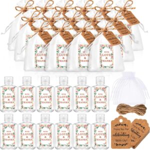 50 Sets Mini Hand Sanitizer Bottles bulk Wedding Favors for Guests 2oz Empty Travel Size Hand Sanitizer Bottles with 50 Organza Bags Thank You Tags for Wedding Party
