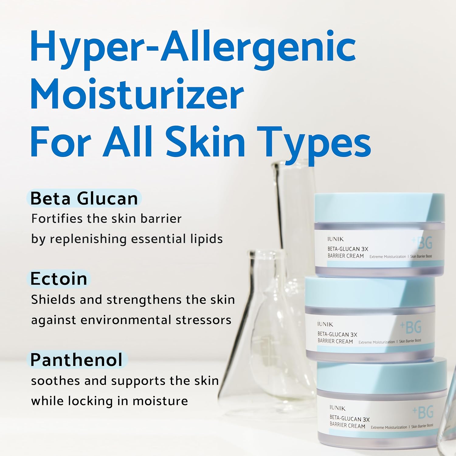 IUNIK Beta-Glucan Non-Sticky Deep Moisture Hydration 3x Barrier Cream Day&Night Moisturizer Quick Absorption Barrier Strengthening for Sensitive Dry Skin with Shea Butter Panthenol Korean Skincare - Image 3