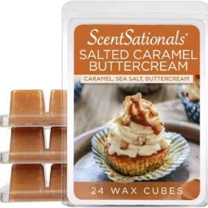 Scentsationals Wax Melts, Wax Cubes Strong Scent - Frosted Delights Collection Salted Caramel Buttercream - Long Lasting Scented for Warmer, 10oz (24-Cubes)