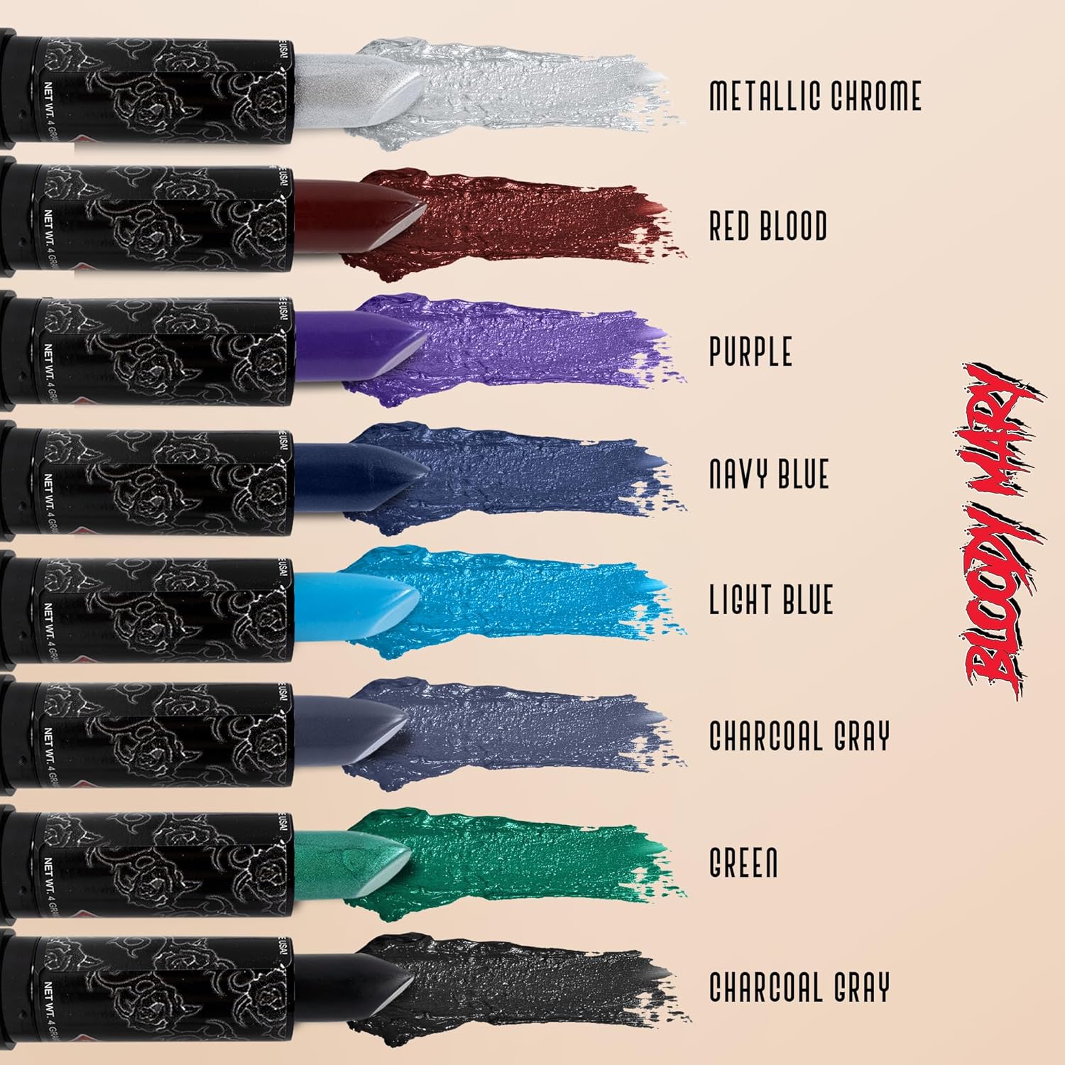 Bloody Mary Lipstick Professional Hollywood Makeup Quality -Creamy & Long Lasting – Fashionable Eccentric Gothic Style - Ideal For Halloween - Unique Color & Rich Pigment (Navy Blue) - Image 7