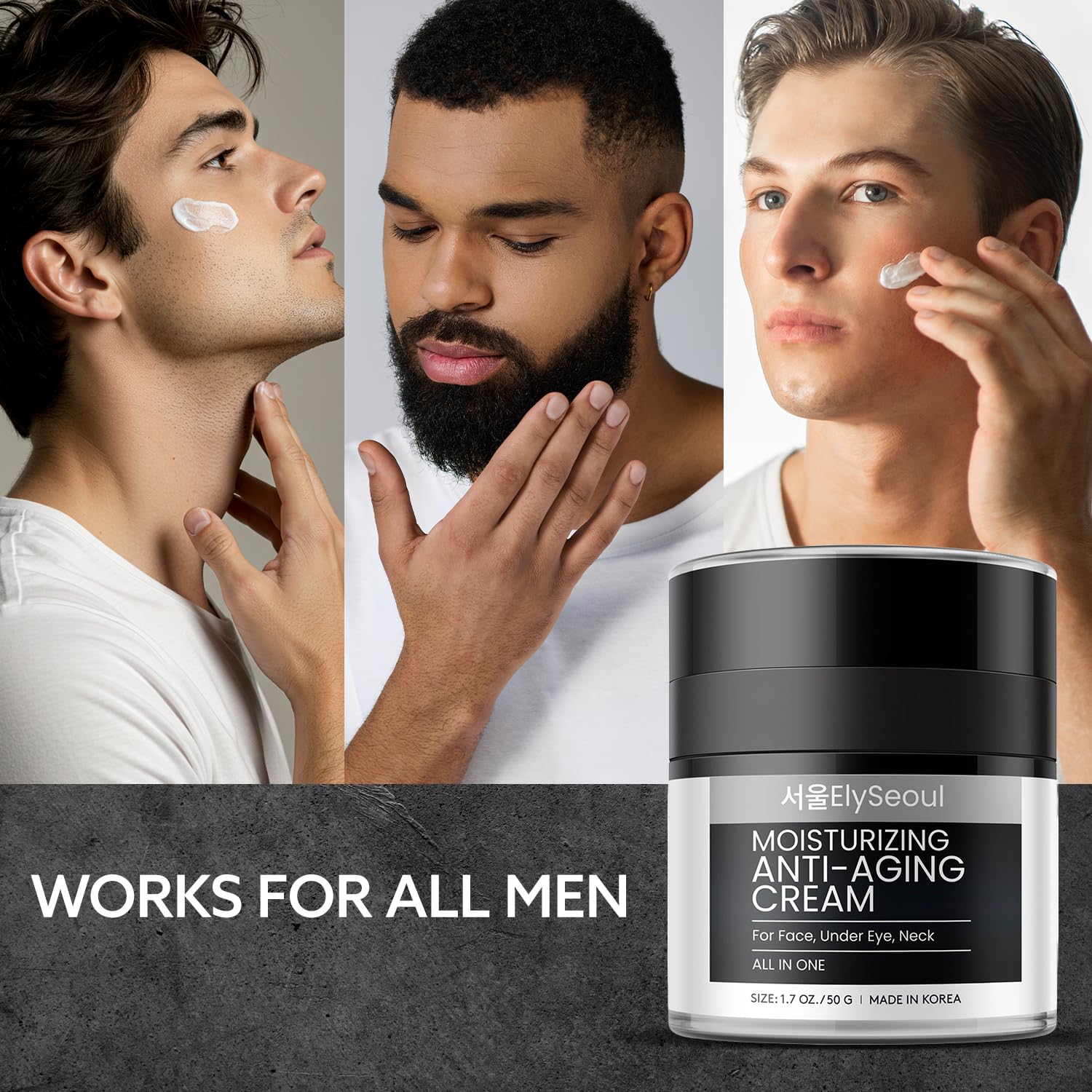 Korean 6-in-1 Men's Anti-Aging Face Cream 1.7 oz Retinol Collagen for Wrinkles & Eye Bags - Image 7