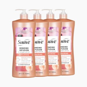 Suave Bonding Infusion Repairing Conditioner, Infused with Bonding Complex, Restorative for Weak or Damaged Hair, 28oz Pump, 4 Pack