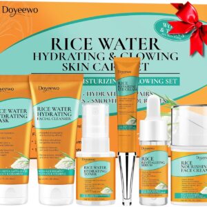 Skin Care Set,Women Teen Milk Skincare Rice Water Hydrate Glow Repair Anti-Aging Facial Routine Kit Gift Set for Womens Mom Wife Teenager Girl Birthday Trendy Stuff Christmas Gifts Stocking Stuffers