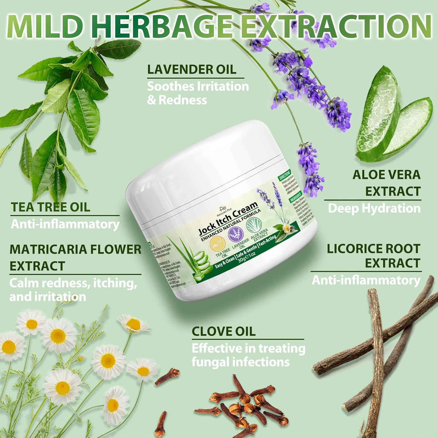 4 oz Natural Antifungal Cream for Jock Itch, Athlete's Foot, Ringworm with Tea Tree, Aloe, Lavender - Image 3
