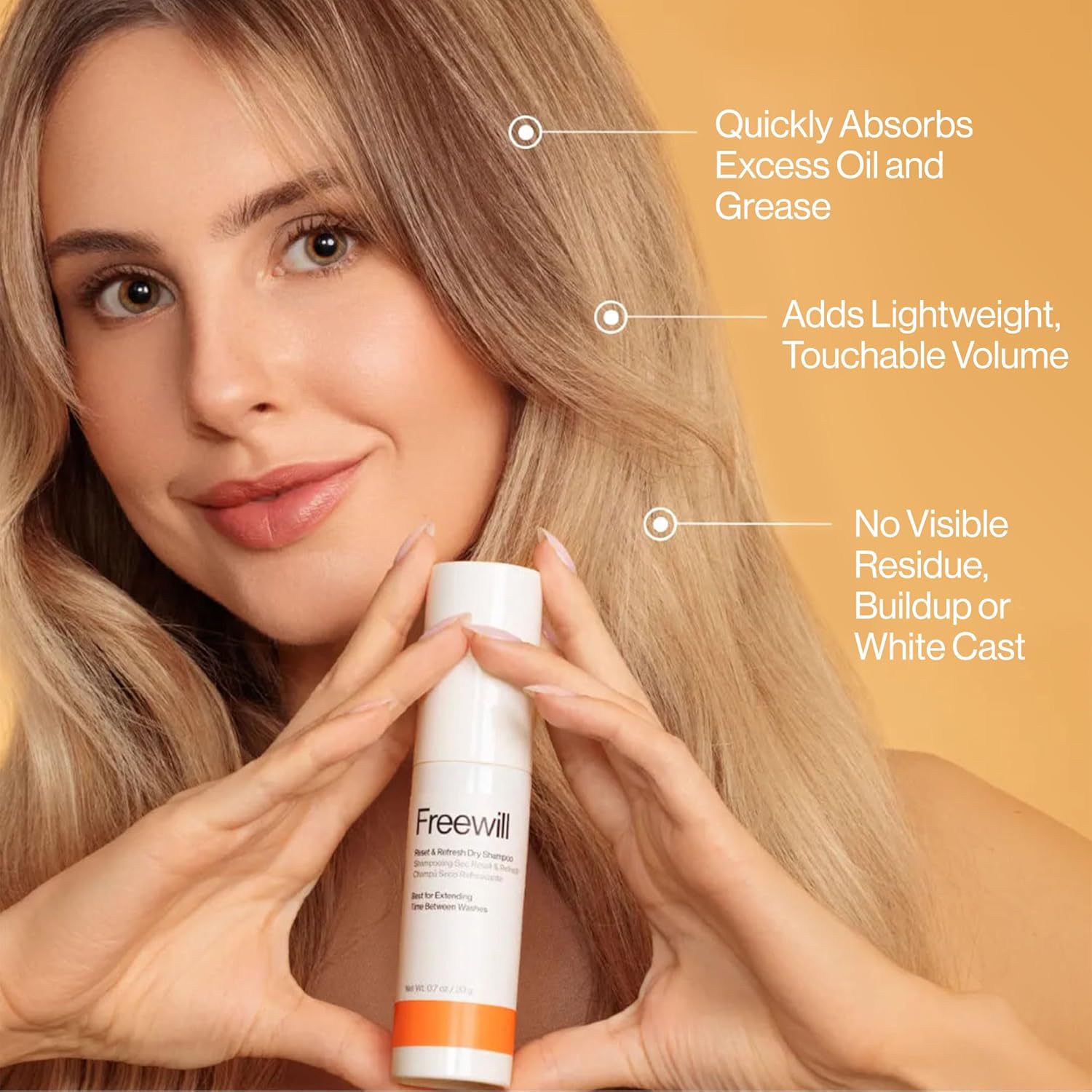 Freewill Reset and Refresh Dry Shampoo, Plant-Based Shampoo for Oily Hair Between Washes, Zero Residue, Lightweight and Non-Aerosol Dry Shampoo for Healthy Scalp, 0.7 oz - Image 2