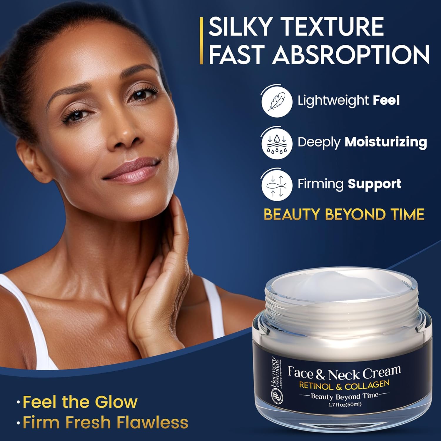 Neck Firming Cream with Collagen, Retinol & Hyaluronic Acid – Radiant Renewal Trio – Anti-Aging Neck & Décolleté Cream for Lifting, Tightening, and Wrinkle Reduction – 1.7 oz - Image 5