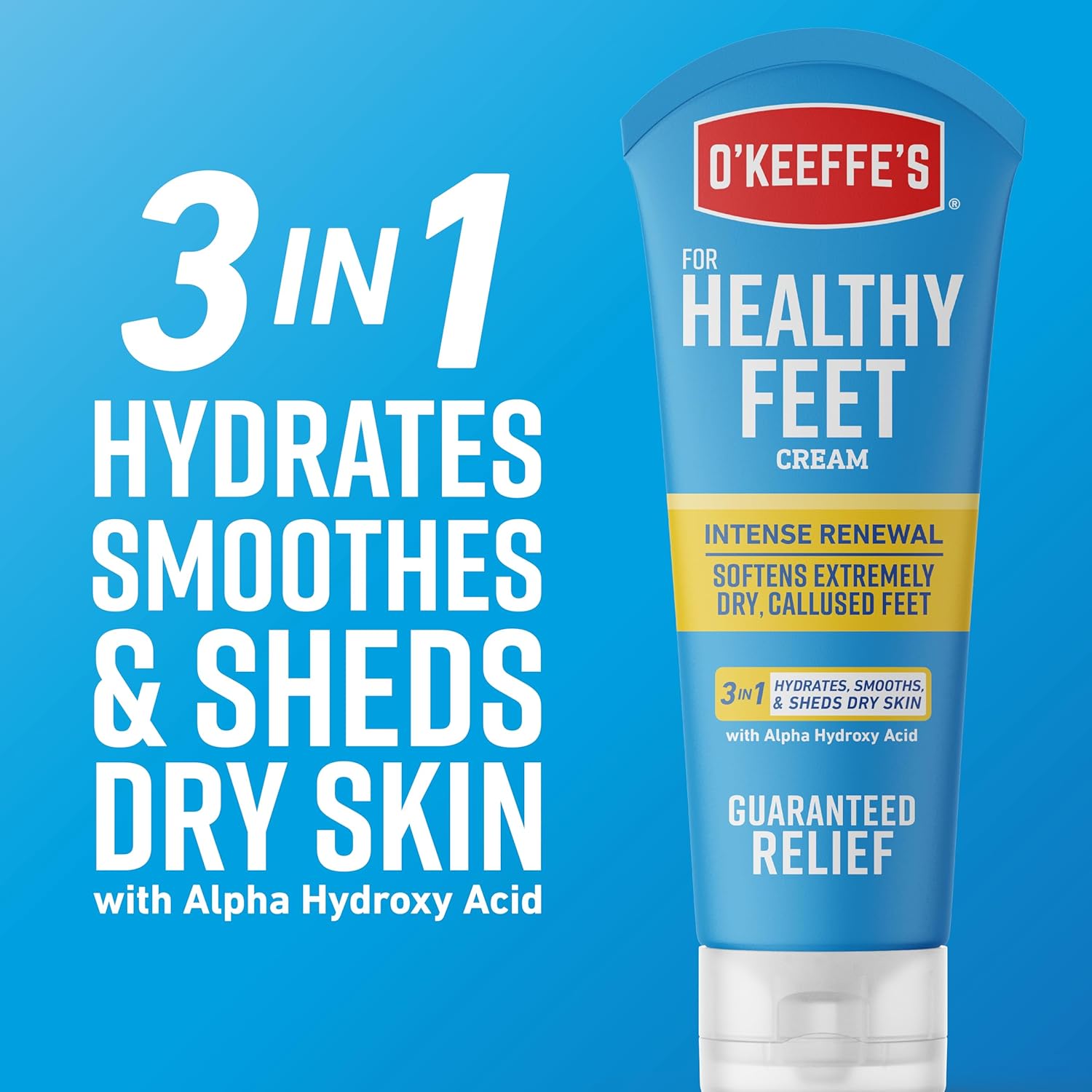 O'Keeffe's for Healthy Feet Intense Renewal Cream with Urea & Alpha Hydroxy Acid - 3 oz Tube (1 Pack) - Softens and Chemically Exfoliates Extremely Callused, Dry Feet - Image 5