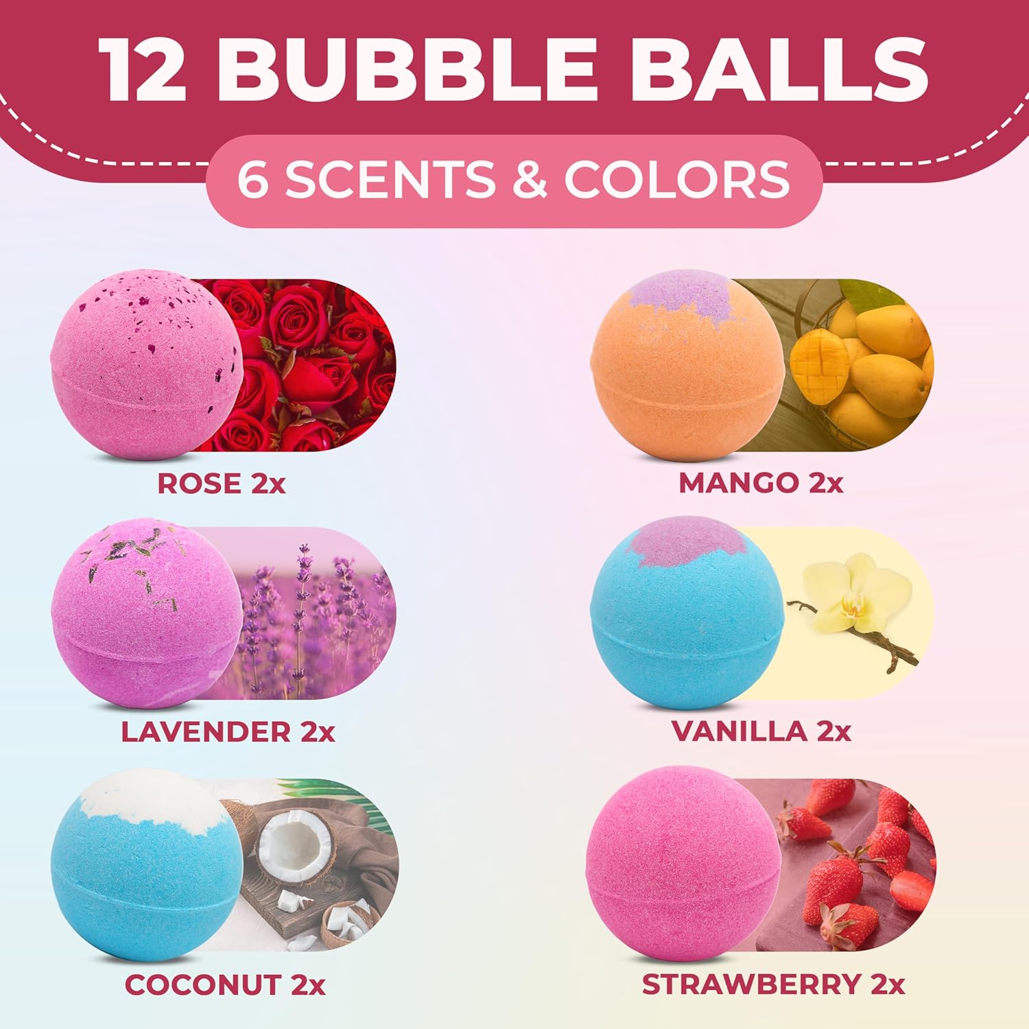 12 Extra Large Organic Bath Bombs for Women Men - Shea Butter & Essential Oil Infused, Moisturizing, Scented, Shower Lush Bathbombs kit for Girls, Bath Balls - Bath tub Accessories for Women - Image 5