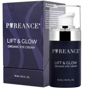 PUREANCE Organic Eye Cream for Dark Circles and Puffiness for Menopausal Skin I Anti Aging Eye Cream for Women with Kakadu Plum I Reduces Dark Circles and Under Eye Bags 0.5 Fl Oz