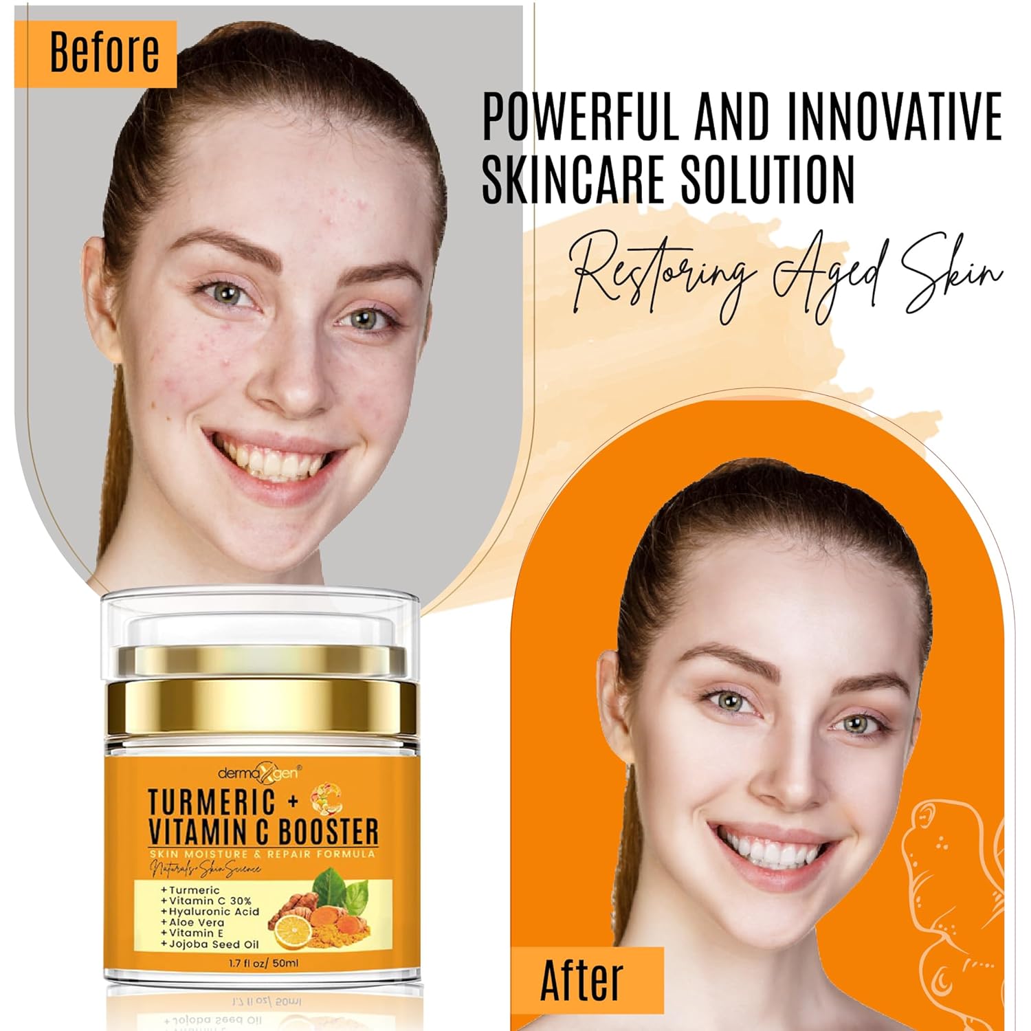 Turmeric Vitamin C Face Cream 1.7 oz Dark Spot Corrector Hydrating Formula - Image 6