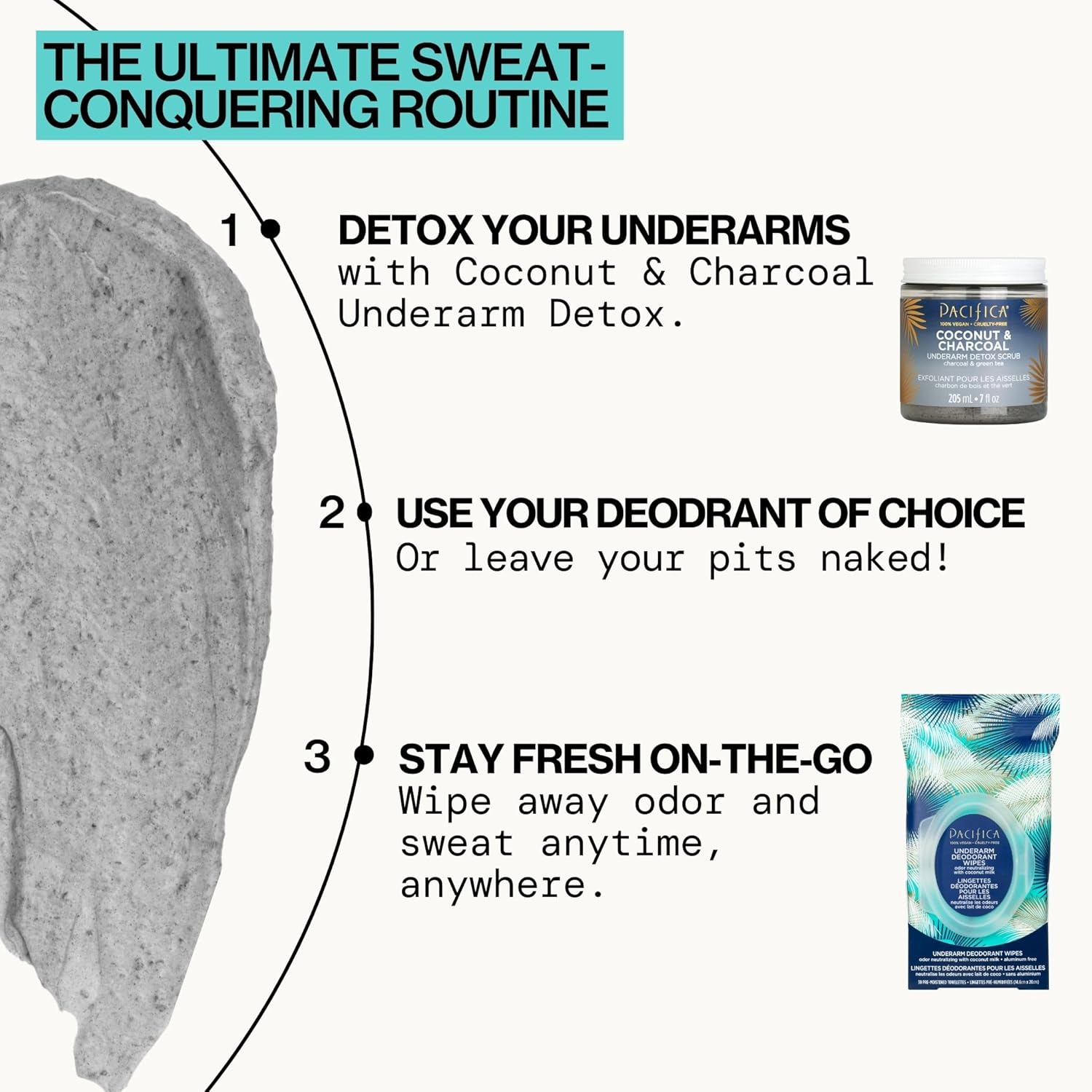 Pacifica Underarm Body Scrub - Armpit Detox Coconut & Charcoal Deodorant– Exfoliating & Nourishing for Natural Deodorant Users – Aluminum-Free & Safe for Sensitive Skin, Vegan & Cruelty-Free, 7 fl oz - Image 11