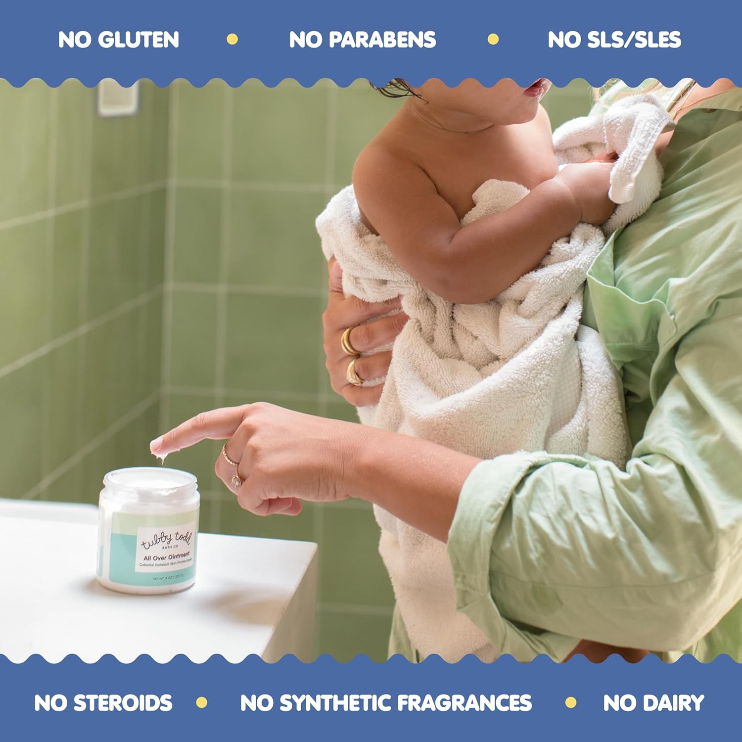 TUBBY TODD All Over Ointment - Baby Eczema Cream - Everyday Multi-Purpose Baby Skin Relief Cream - Sensitive Skin, Dry Skin & Irritation - Steroid & Gluten Free - Fragrance Free, 2 Pack 3.5oz & 8oz - Image 6