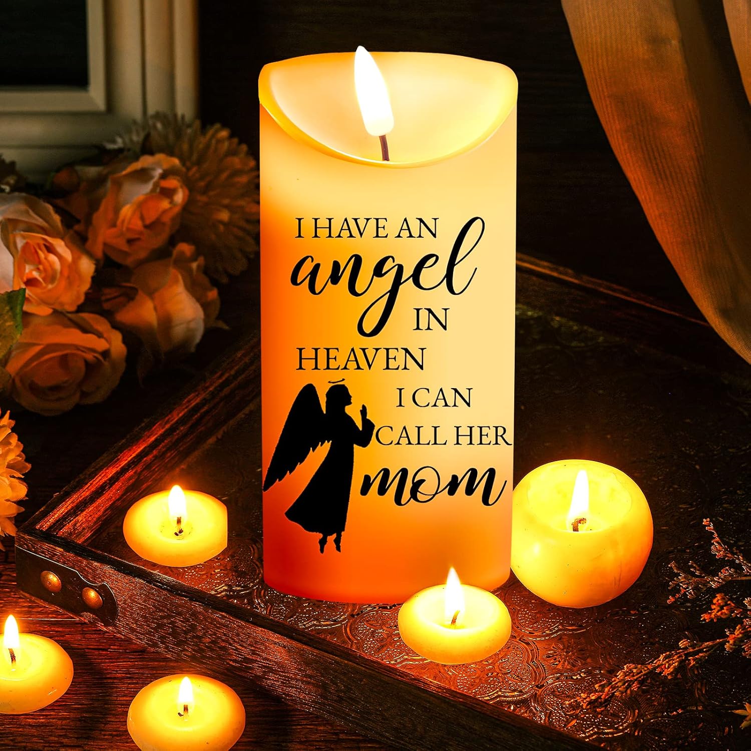 Sympathy Gifts for Loss of Mother LED Flameless Candles 3 x 6 Inch Angel Memorial Candles in Remembrance of My Mother Memorial Candles for Loss of Loved One Mom Sympathy Candle (Angel) - Image 2