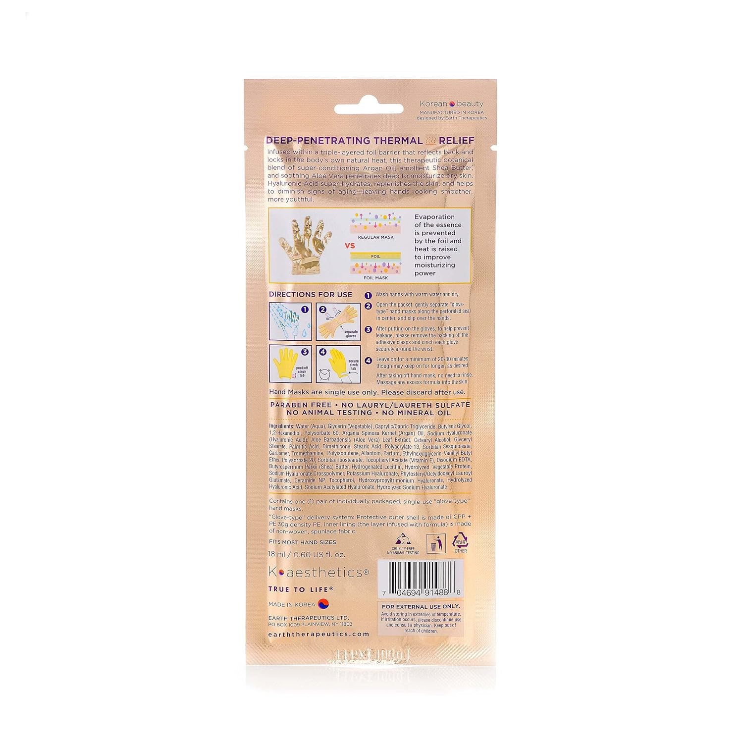 Earth Therapeutics Thermal Moisturizing Hand Mask (1 Pair) - Image 2